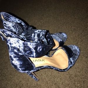 Liliana crushed velvet ankle tie heels (blue)